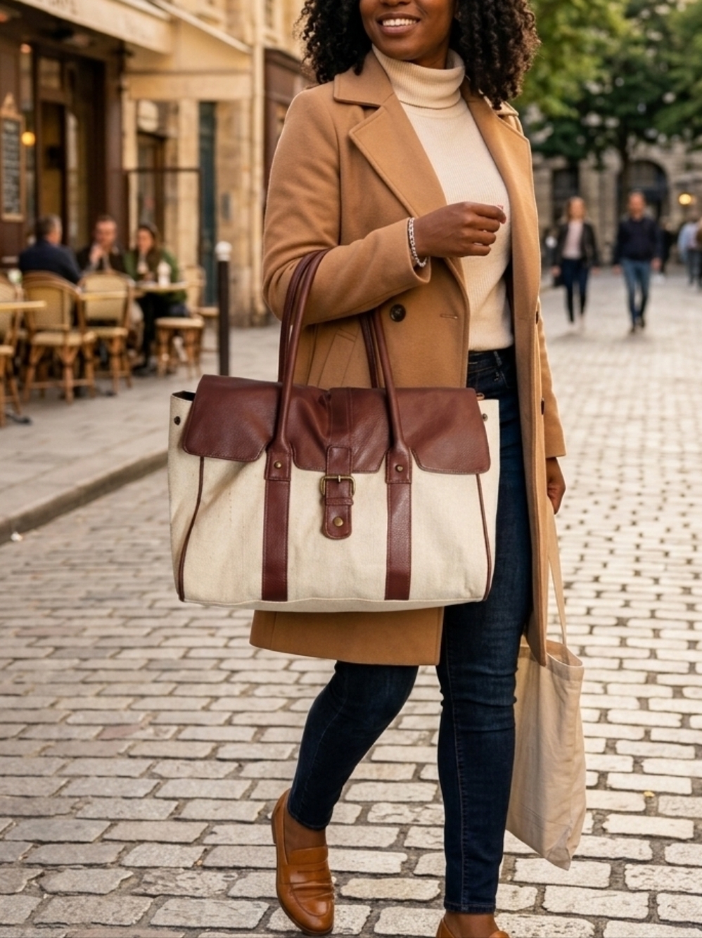 Cream and brown handbag (doctor style)